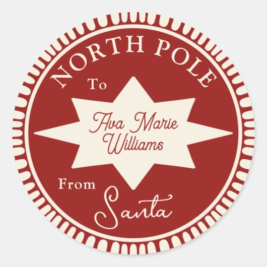 Rood en room uit Santa Kerst sticker (Voorkant)