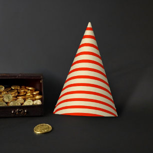 Rood- en roomstrepen  feesthoedjes