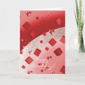 Rood en Roos Gold Faux Glitter Birthday Card Kaart (Voorkant)