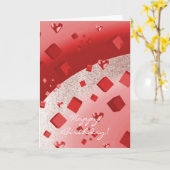 Rood en Roos Gold Faux Glitter Birthday Card Kaart (Gele Bloem)