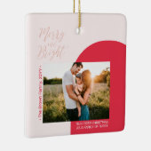 Rood en Roos Gold Moderne fotokerstfamilie Keramisch Ornament (Rechts)