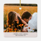 Rood en Roos Gold Moderne fotokerstfamilie Keramisch Ornament (Achterkant)