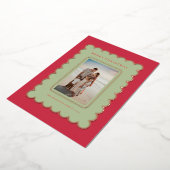 Rood en Roos Gouden Folie Scallop Kerst Kaart (Gedraaid)