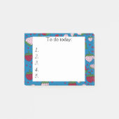 Rood en roze aardbeien op Blauwe Post Post-it® Notes (Voorkant)