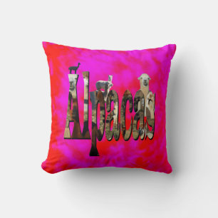 Rood en roze Alpaca logo ontwerp,    Kussen