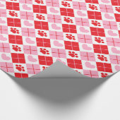 Rood en roze argyle Paw-patroon voor afdrukken en Cadeaupapier (Hoek)