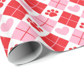 Rood en roze argyle Paw-patroon voor afdrukken en Cadeaupapier (Rol Hoek)