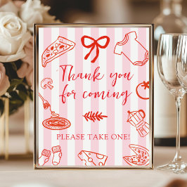 Rood en Roze Baby Shower Bedankt voor komst Bord Poster