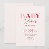 Rood en roze Baby shower Kaart (Voorkant / Achterkant)