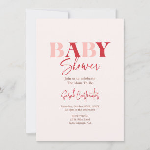 Rood en roze Baby shower Kaart