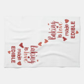 Rood en roze bakken is liefde die eetbaar is met h theedoek (Horizontaal)