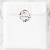 Rood en Roze Bloemen Bruiloft Dank u Favor Seal Ronde Sticker (Tas)