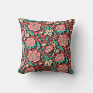 Rood en Roze Bloemen Chinoiserie Patroon Kussen
