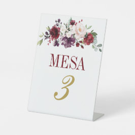 Rood en Roze Bloemen Quinceañera Reclamebord Met Voetstuk