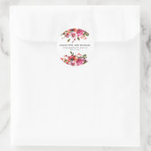 Rood en Roze Bloemen Verlovingsfeest Ronde Sticker (Tas)
