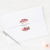 Rood en Roze Bloemen Verlovingsfeest Ronde Sticker (Envelop)