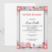 Rood en Roze Bloemen Vrijgezellenfeest uitnodigen Kaart (Voorkant / Achterkant)