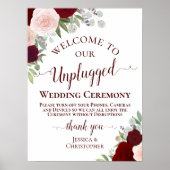 Rood- en Roze Boho Floral Unplugged Wedding Ceremo Poster (Voorkant)