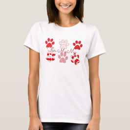 Rood en Roze Bont MaMa Paw Print Tshirt