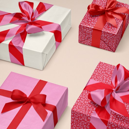 Rood en Roze Brede Streep Satijnen Lint