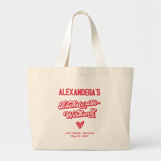 Rood en Roze Bruidsmeisje Feestcadeau Grote Tote Bag (Voorkant)