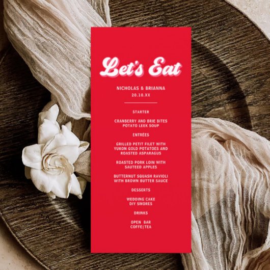 Rood en roze bruiloft thema | Valentijn bruiloft Menu