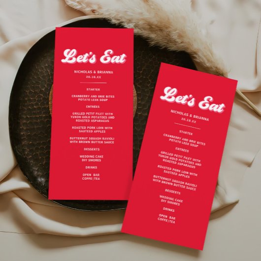 Rood en roze bruiloft thema | Valentijn bruiloft Menu