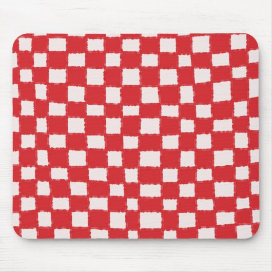 Rood en Roze Checkerboard Patroon Vet en Stijlvol Muismat (Voorkant)