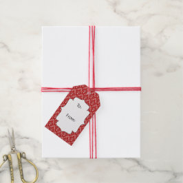 Rood en roze Damask Patroon  Gift Label Cadeaulabel