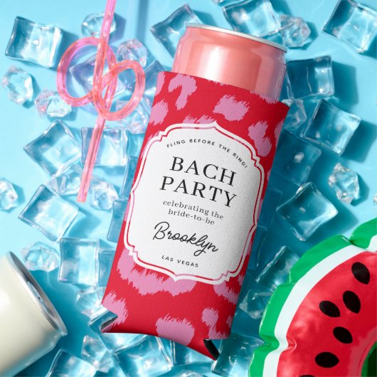 Rood en Roze Dierenprint Bachelorette-feestje Seltzer Blikjeskoeler (Insitu Zomer)