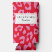 Rood en Roze Dierenprint Bachelorette-feestje Seltzer Blikjeskoeler (Achterkant)