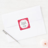 Rood en roze dierprint Bachelorette-feest Vierkante Sticker (Envelop)