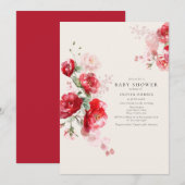 Rood en Roze Document Rozen Baby shower Kaart (Voorkant / Achterkant)