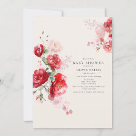 Rood en Roze Document Rozen Baby shower Kaart