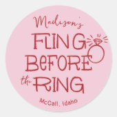 Rood en Roze Doodle Schets Vliegen Voor de Ring Ronde Sticker (Voorkant)