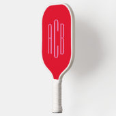 Rood en Roze Drie Letter Monogram Pickleball Paddle (Links)