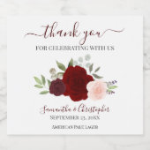 Rood en roze Elegant Boho Rozen Weddenschap Bedank Bier Etiket (Enkel label)