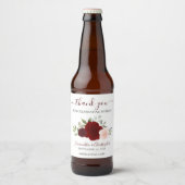 Rood en roze Elegant Boho Rozen Weddenschap Bedank Bier Etiket (Voorkant)