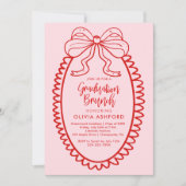 Rood en Roze Elegant Brunch afstuderen Kaart (Voorkant)