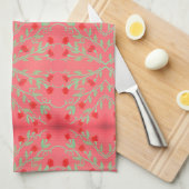 Rood en roze en Mint Groen Bloemen Handdoek (Quarter Fold)