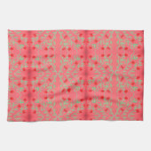 Rood en roze en Mint Groen Bloemen Handdoek (Horizontaal)