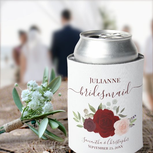 Rood en roze Floral Elegant Bridesmaid Weddenschap Blikjeskoeler