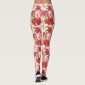 Rood en Roze Floral Hibiscus Leggings (Achterkant)