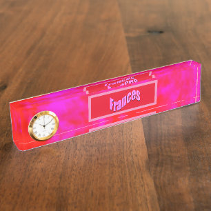 Rood en roze Frances Name Logo, Naambordje