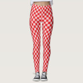 Rood en Roze gebarsten patroon Leggings (Voorkant)