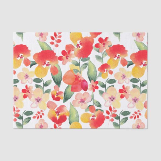 Rood en roze gekleurde Floral Tissuepapier (Voorkant)