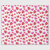 Rood en roze gekleurde harten Valentijnsdag Cadeaupapier (Vlak)