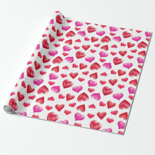 Rood en roze gekleurde harten Valentijnsdag Cadeaupapier