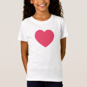 Rood en roze geruit hart t-shirt (Voorkant)