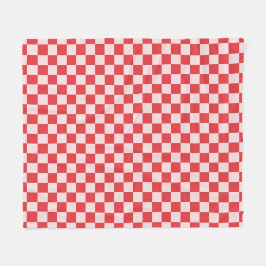 Rood en Roze geruite Patroon Checkerboard Check Fleece Deken (Voorkant (Horizontaal))
